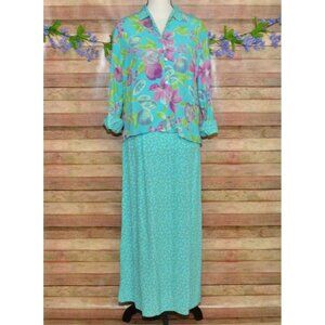 VTG 90's Carol Anderson Polka Dot Dress Floral 2 Piece Size S Grandma Core Y2K